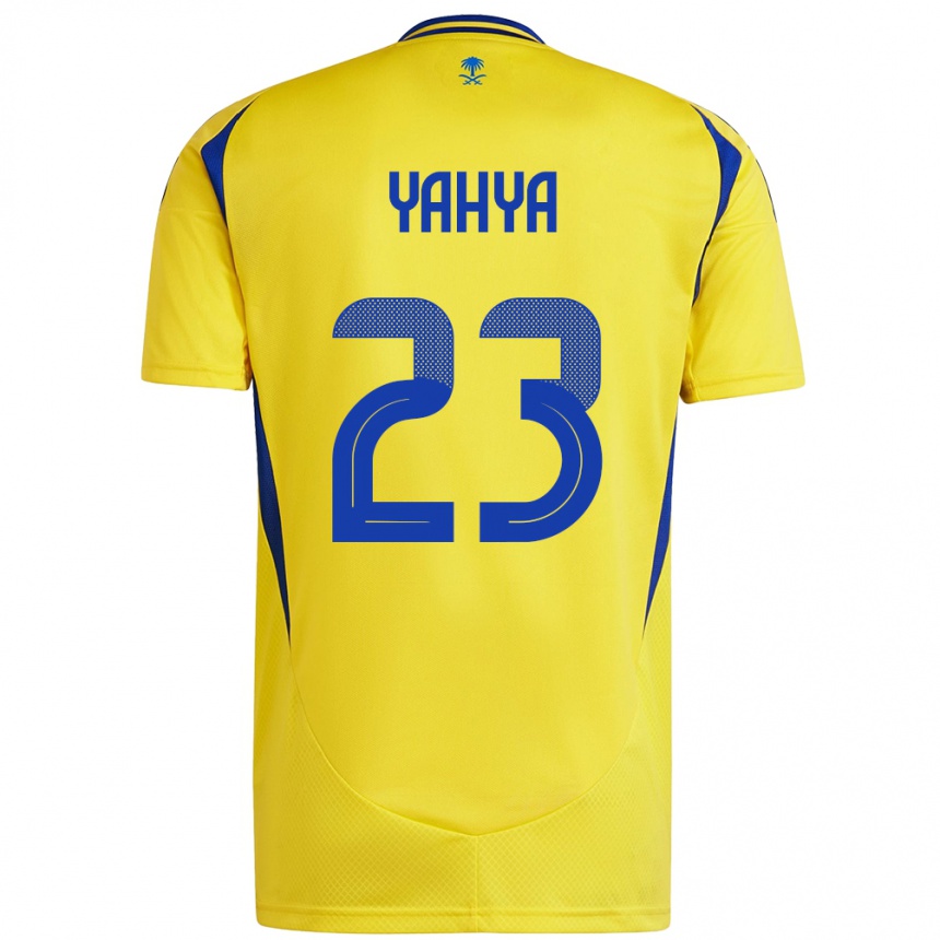 Hombre Fútbol Camiseta Ayman Yahya #23 Amarillo Azul 1ª Equipación 2024/25 Perú