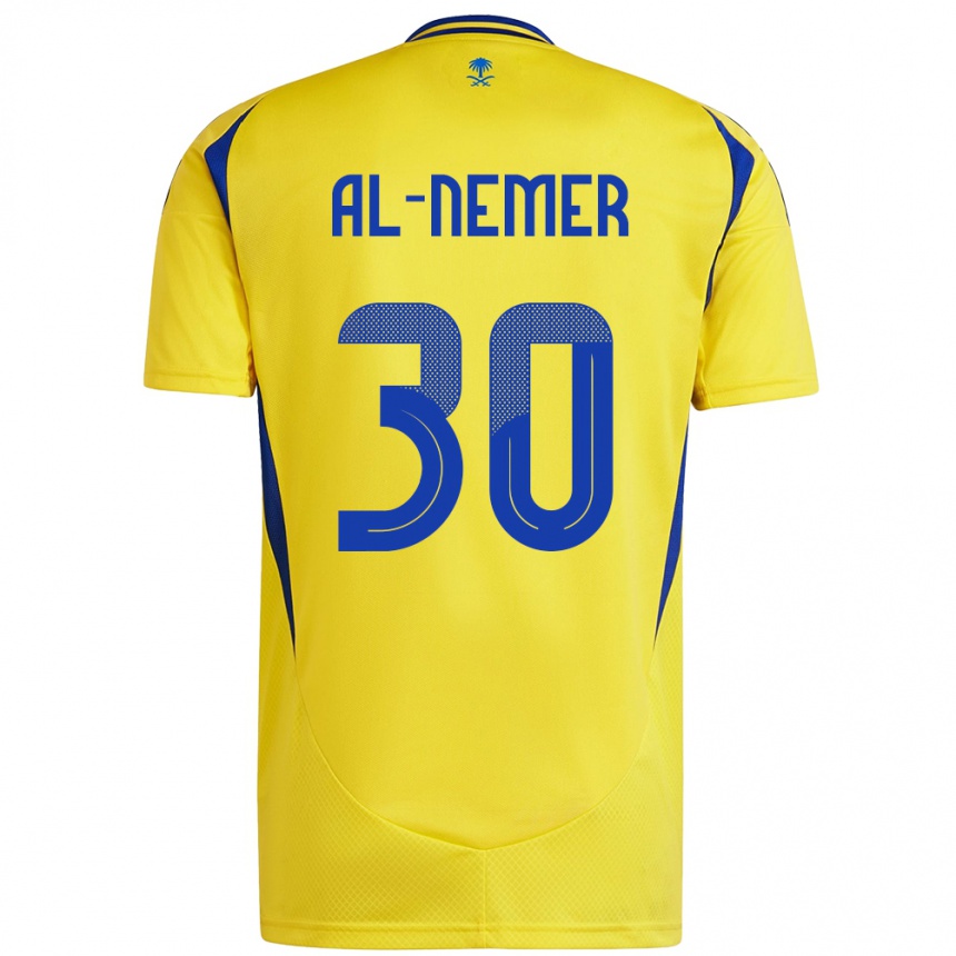 Hombre Fútbol Camiseta Meshari Al-Nemer #30 Amarillo Azul 1ª Equipación 2024/25 Perú