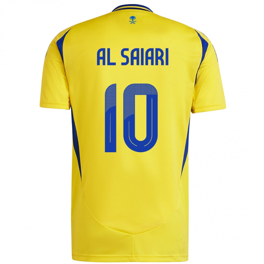 Hombre Fútbol Camiseta Mubarkh Al-Saiari #10 Amarillo Azul 1ª Equipación 2024/25 Perú