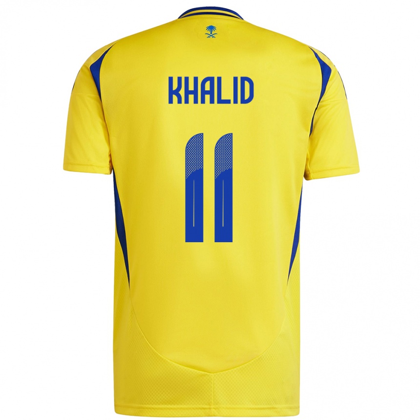 Hombre Fútbol Camiseta Khalid Al-Ghannam #11 Amarillo Azul 1ª Equipación 2024/25 Perú