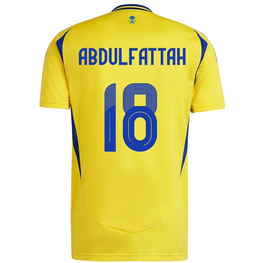 Hombre Fútbol Camiseta Abdulfattah Adam #18 Amarillo Azul 1ª Equipación 2024/25 Perú