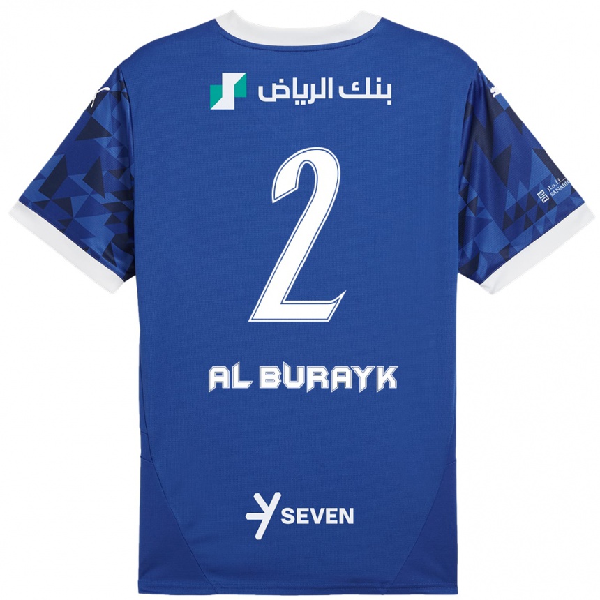 Hombre Fútbol Camiseta Mohammed Al-Burayk #2 Azul Oscuro Blanco 1ª Equipación 2024/25 Perú