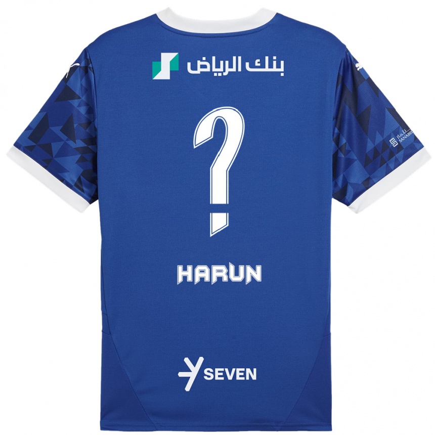 Hombre Fútbol Camiseta Saud Harun #0 Azul Oscuro Blanco 1ª Equipación 2024/25 Perú