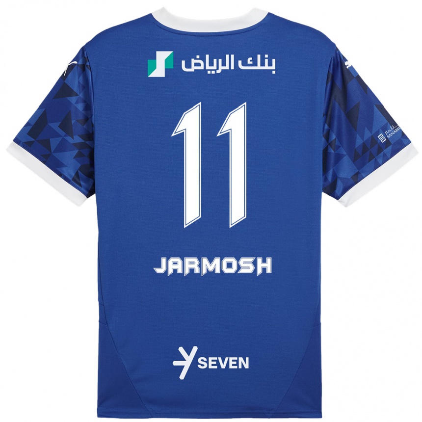 Hombre Fútbol Camiseta Abdulaziz Jarmosh #11 Azul Oscuro Blanco 1ª Equipación 2024/25 Perú