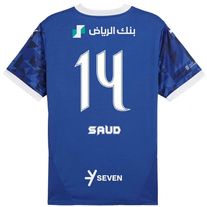 Hombre Fútbol Camiseta Nouf Saud #14 Azul Oscuro Blanco 1ª Equipación 2024/25 Perú