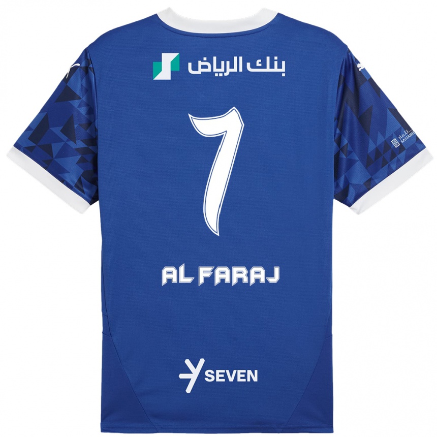 Hombre Fútbol Camiseta Salman Al-Faraj #7 Azul Oscuro Blanco 1ª Equipación 2024/25 Perú