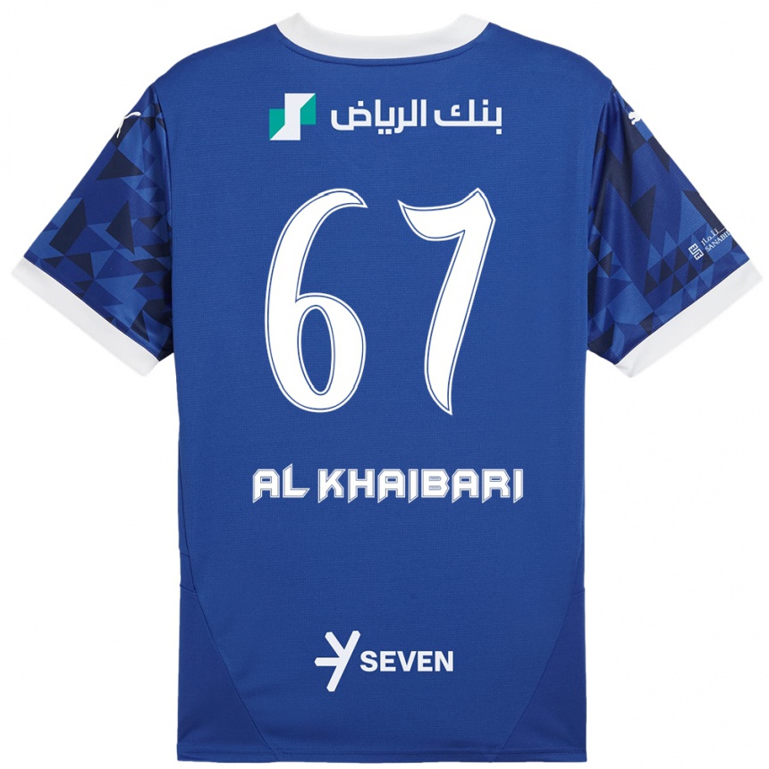 Hombre Fútbol Camiseta Mohammed Al-Khaibari #67 Azul Oscuro Blanco 1ª Equipación 2024/25 Perú