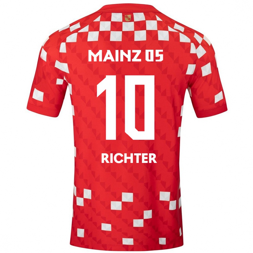 Hombre Fútbol Camiseta Marco Richter #10 Blanco Rojo 1ª Equipación 2024/25 Perú