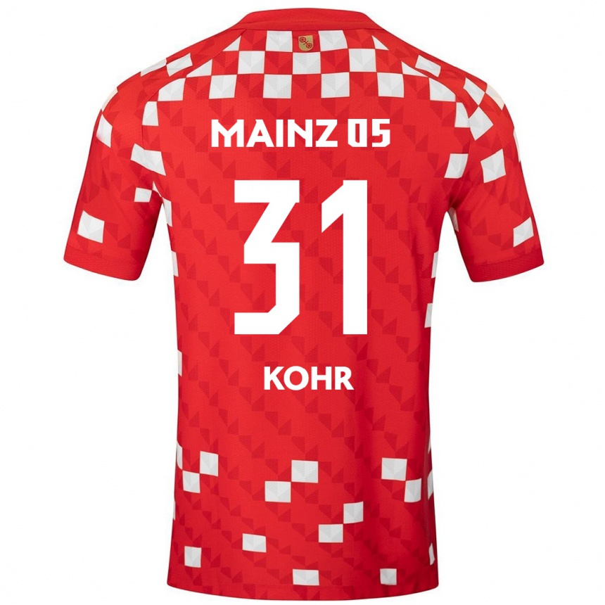 Hombre Fútbol Camiseta Dominik Kohr #31 Blanco Rojo 1ª Equipación 2024/25 Perú