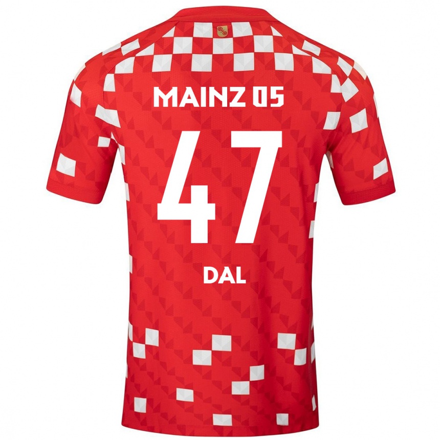 Hombre Fútbol Camiseta Maxim Dal #47 Blanco Rojo 1ª Equipación 2024/25 Perú