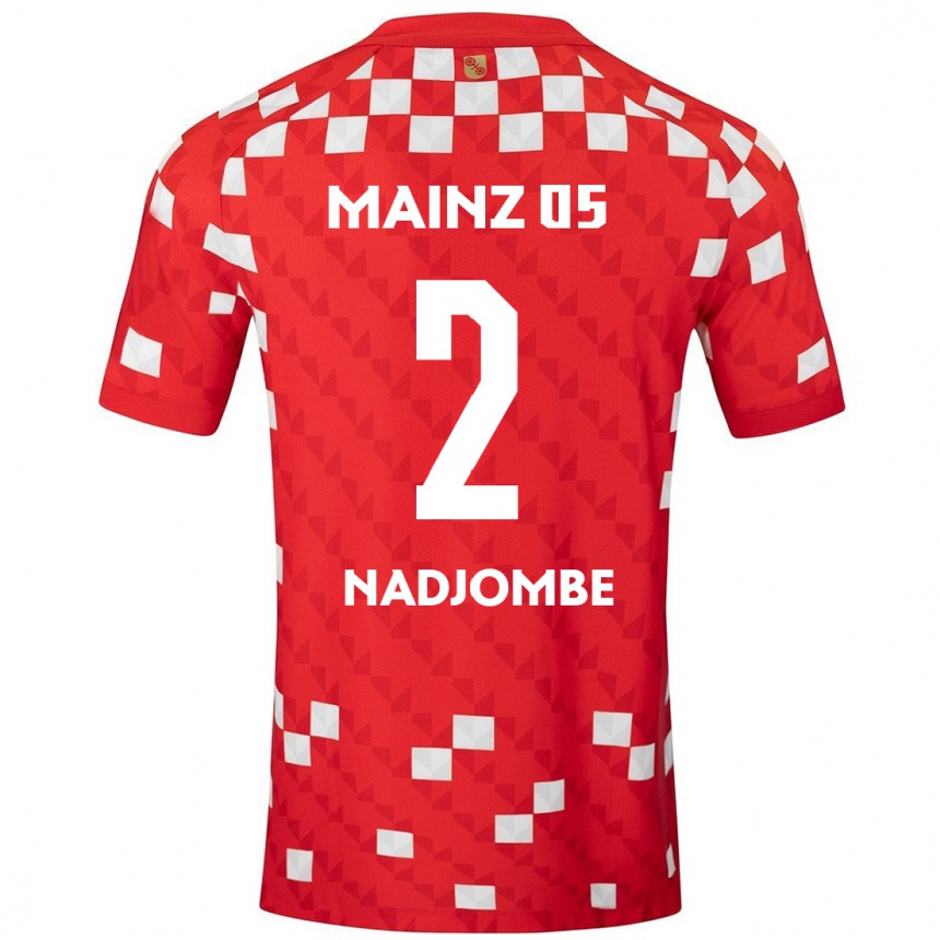 Hombre Fútbol Camiseta Jean-Marie Nadjombe #2 Blanco Rojo 1ª Equipación 2024/25 Perú