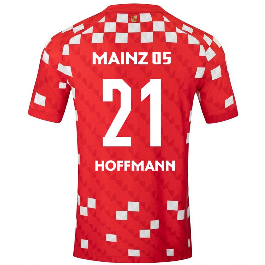 Hombre Fútbol Camiseta Leon Hoffmann #21 Blanco Rojo 1ª Equipación 2024/25 Perú