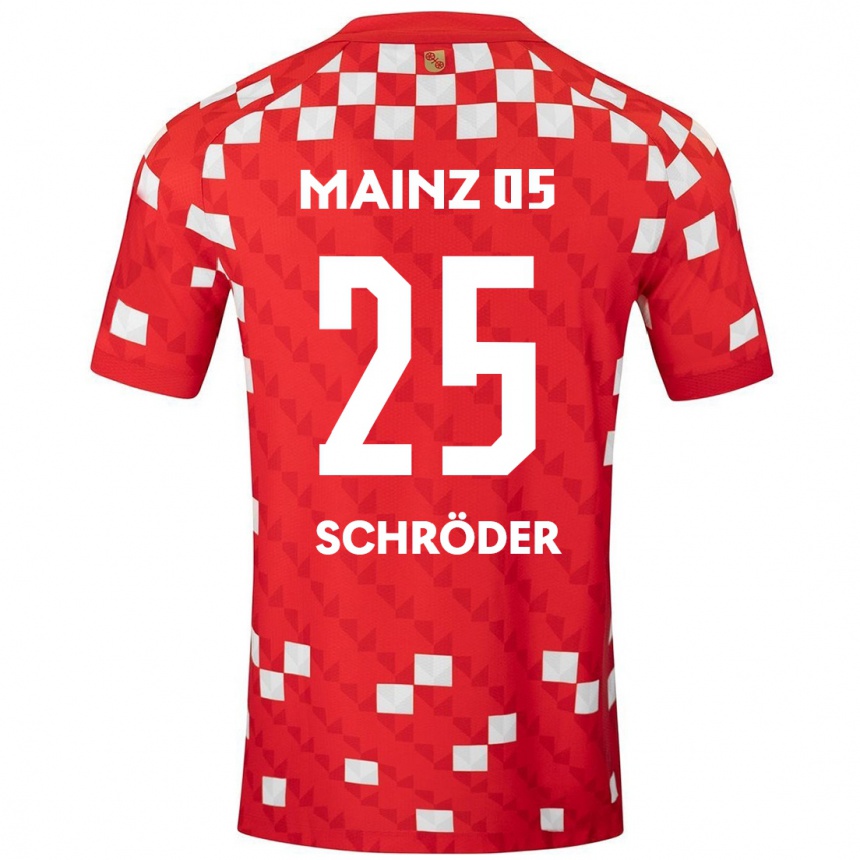 Hombre Fútbol Camiseta Maxim Schröder #25 Blanco Rojo 1ª Equipación 2024/25 Perú