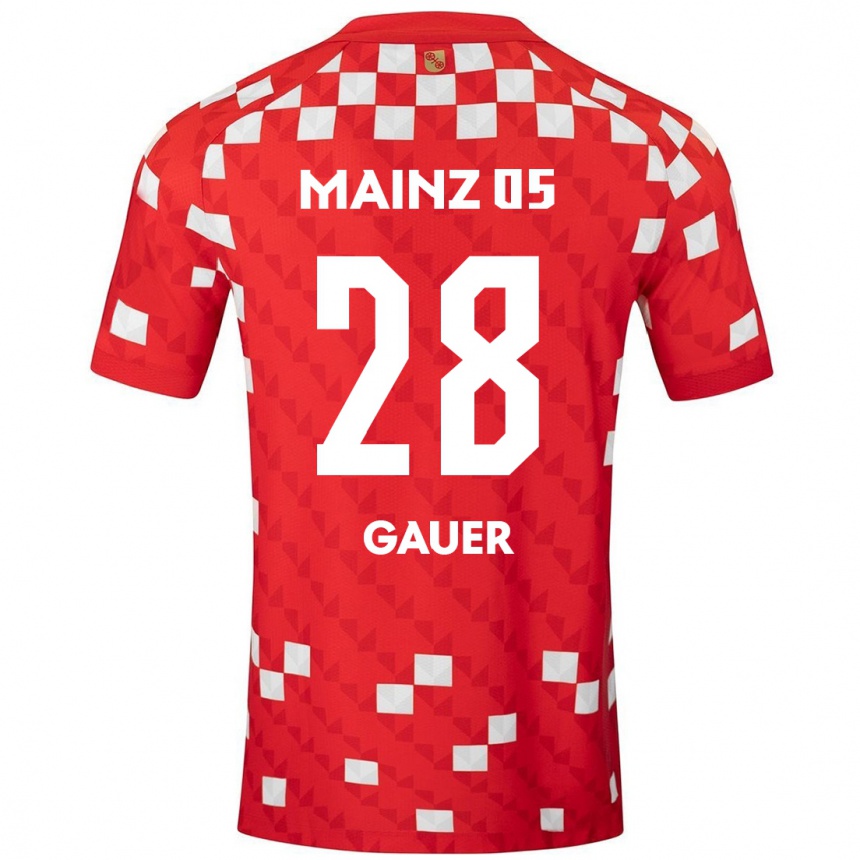 Hombre Fútbol Camiseta Luke Gauer #28 Blanco Rojo 1ª Equipación 2024/25 Perú