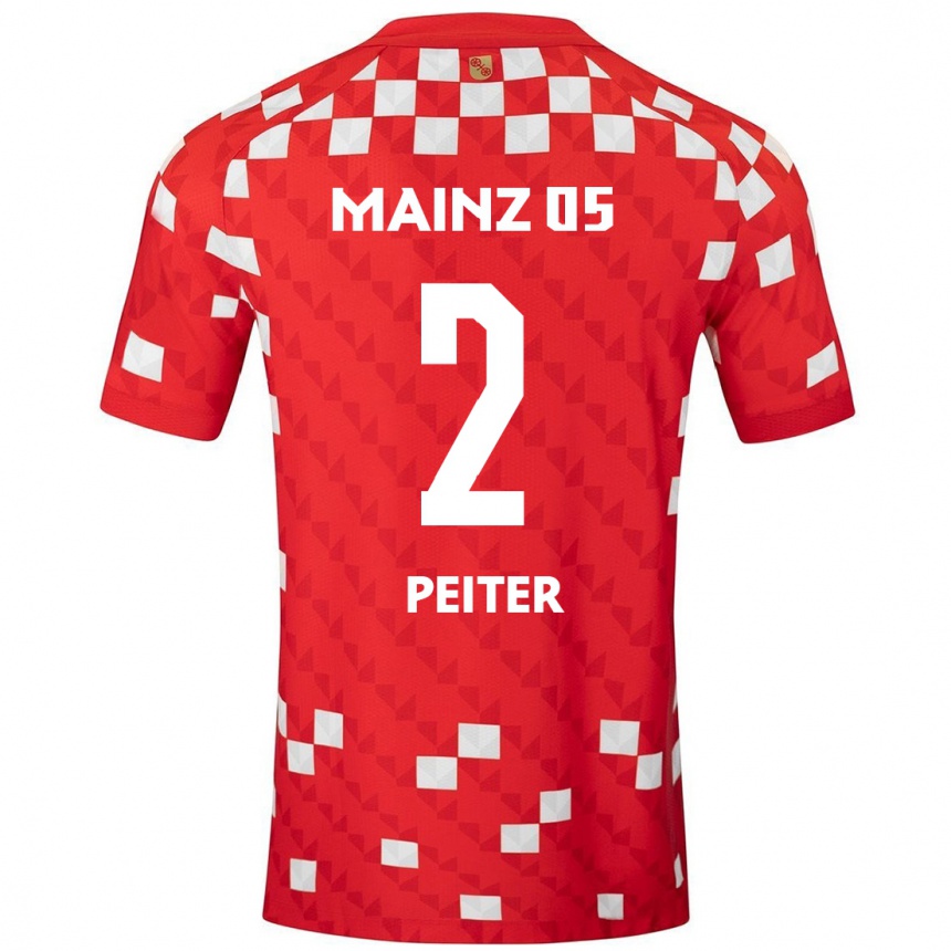 Hombre Fútbol Camiseta Chiara Peiter #2 Blanco Rojo 1ª Equipación 2024/25 Perú