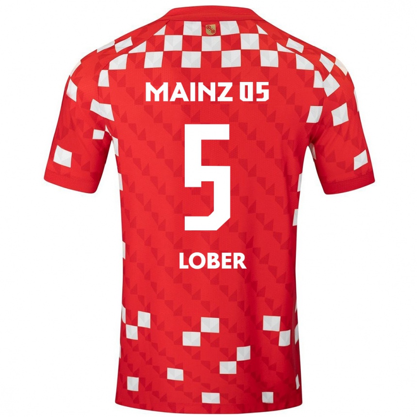 Hombre Fútbol Camiseta Jana Löber #5 Blanco Rojo 1ª Equipación 2024/25 Perú