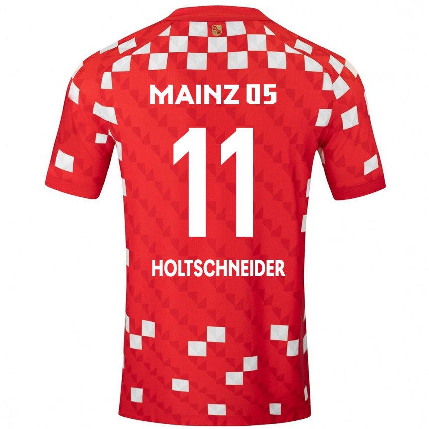 Hombre Fútbol Camiseta Hannah Holtschneider #11 Blanco Rojo 1ª Equipación 2024/25 Perú