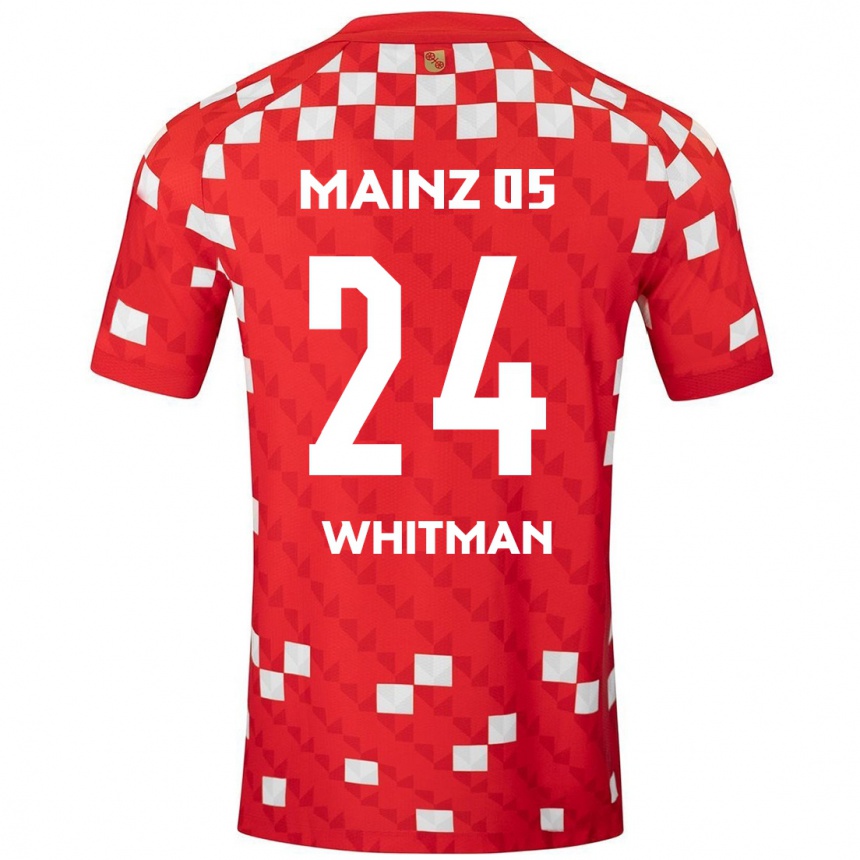 Hombre Fútbol Camiseta Katherine Whitman #24 Blanco Rojo 1ª Equipación 2024/25 Perú