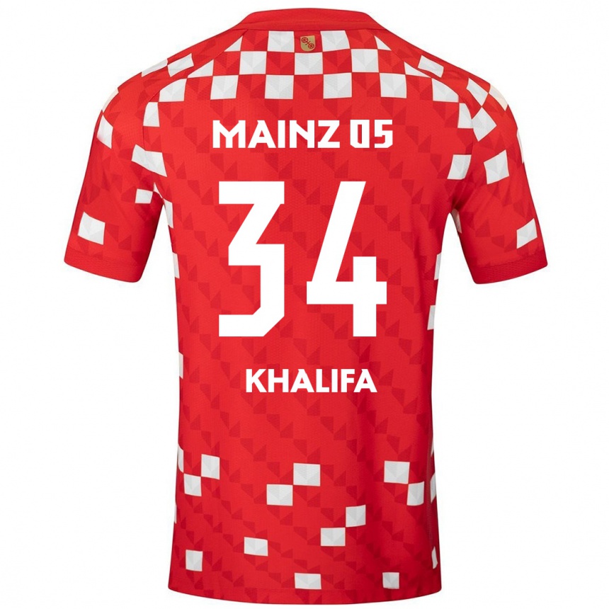 Hombre Fútbol Camiseta Sarah Khalifa #34 Blanco Rojo 1ª Equipación 2024/25 Perú