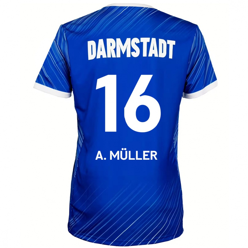 Hombre Fútbol Camiseta Andreas Müller #16 Azul Blanco 1ª Equipación 2024/25 Perú