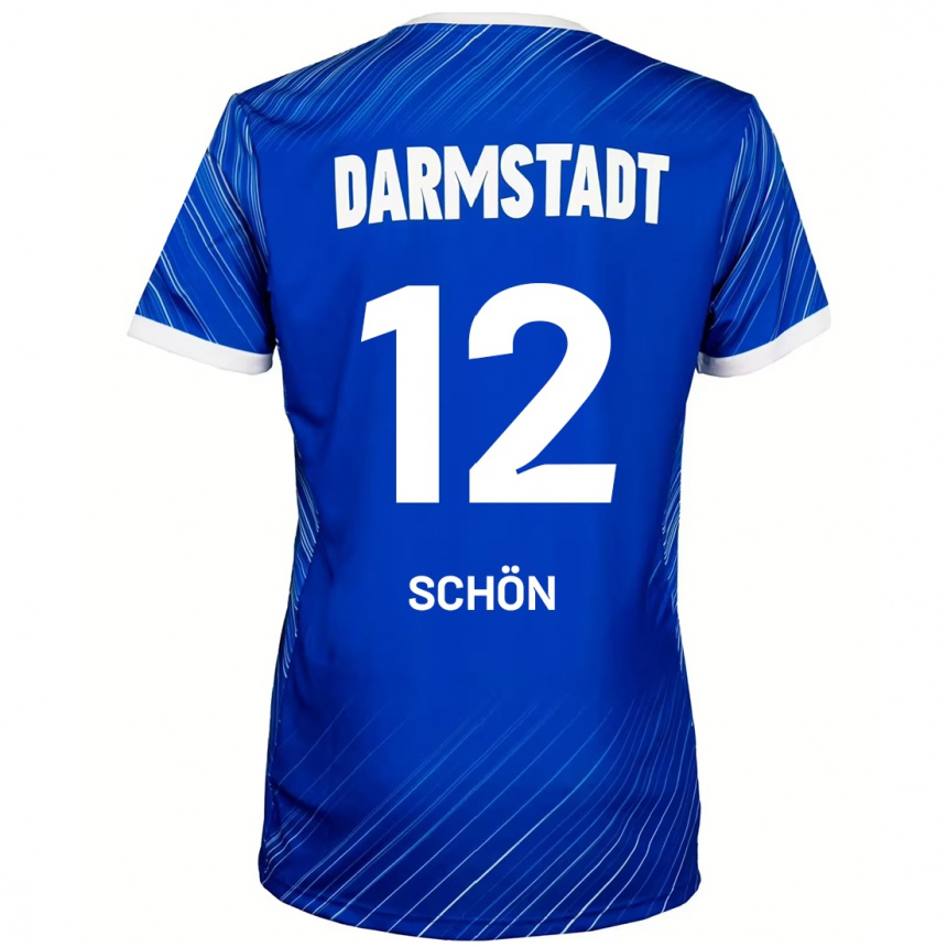 Hombre Fútbol Camiseta Lars Schön #12 Azul Blanco 1ª Equipación 2024/25 Perú