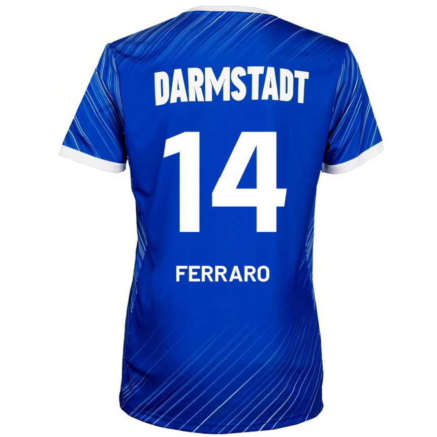 Hombre Fútbol Camiseta Enzo Ferraro #14 Azul Blanco 1ª Equipación 2024/25 Perú