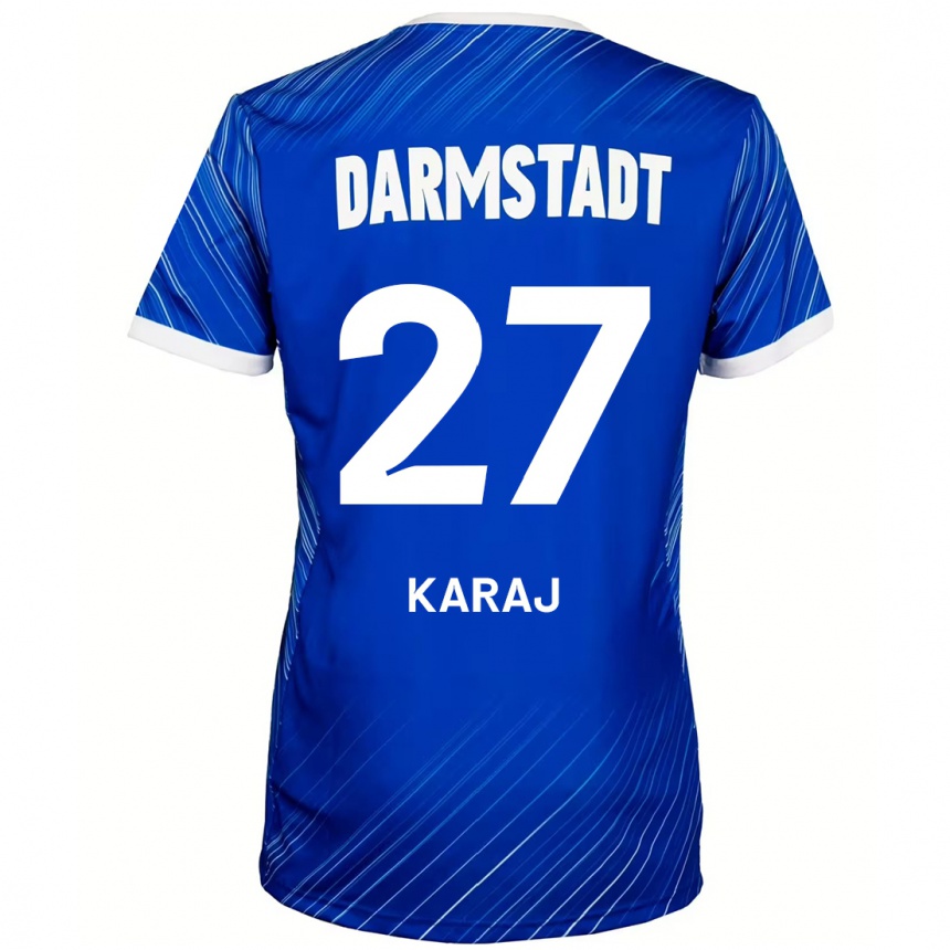 Hombre Fútbol Camiseta Eraldo Karaj #27 Azul Blanco 1ª Equipación 2024/25 Perú