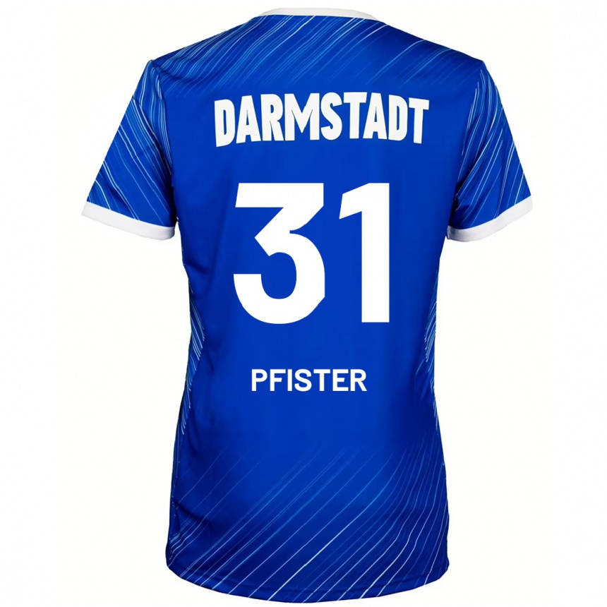 Hombre Fútbol Camiseta Max Pfister #31 Azul Blanco 1ª Equipación 2024/25 Perú