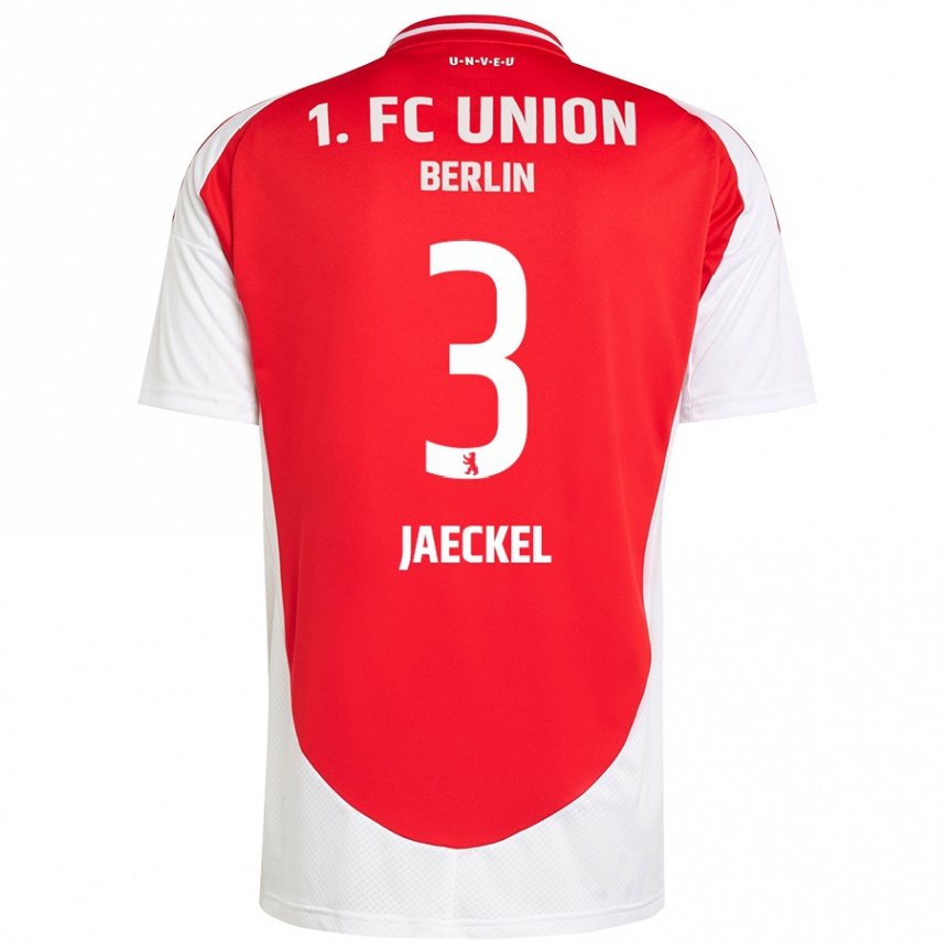 Hombre Fútbol Camiseta Paul Jaeckel #3 Rojo Blanco 1ª Equipación 2024/25 Perú