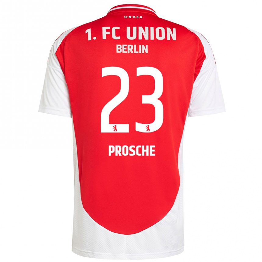 Hombre Fútbol Camiseta Leon Prosche #23 Rojo Blanco 1ª Equipación 2024/25 Perú