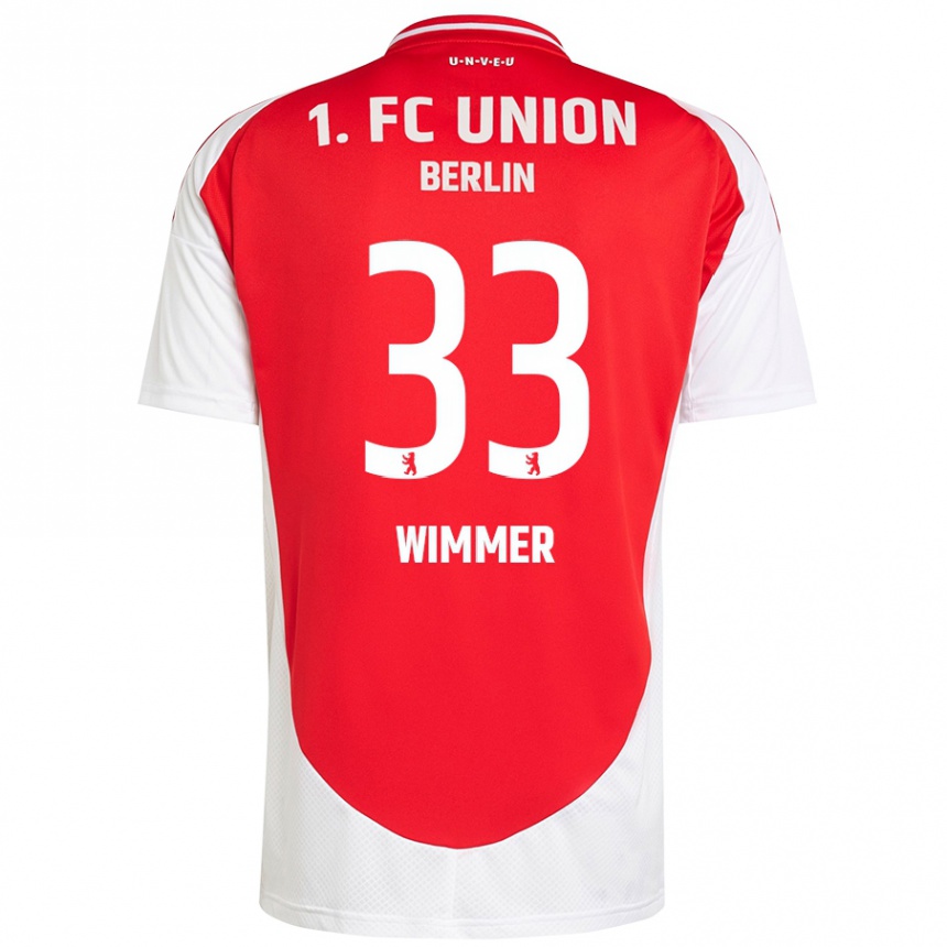 Hombre Fútbol Camiseta Pauline Wimmer #33 Rojo Blanco 1ª Equipación 2024/25 Perú