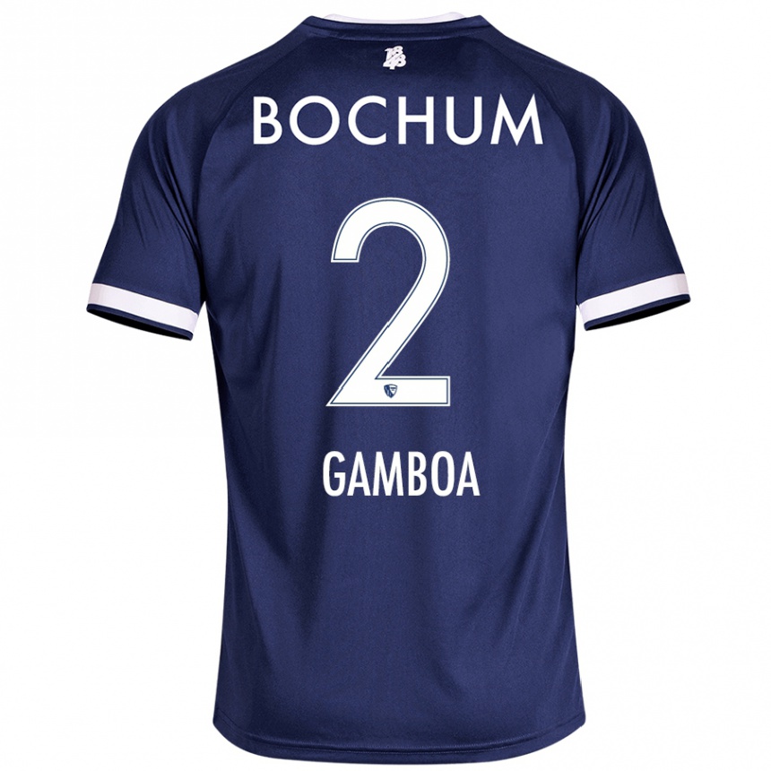 Hombre Fútbol Camiseta Cristian Gamboa #2 Azul Oscuro 1ª Equipación 2024/25 Perú