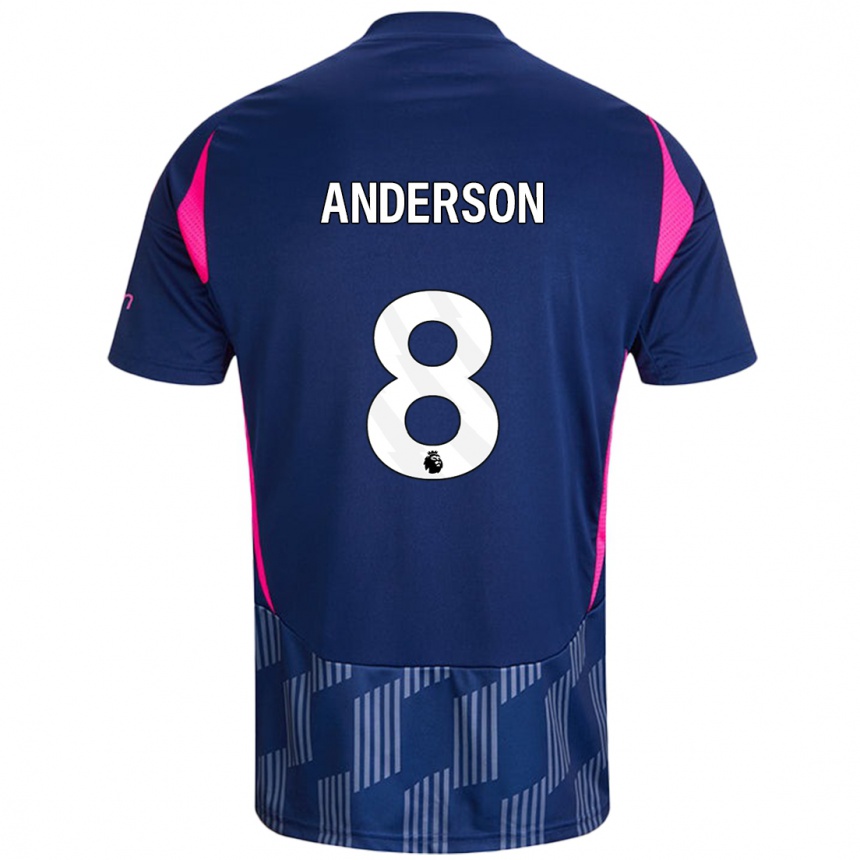 Hombre Fútbol Camiseta Elliot Anderson #8 Azul Real Rosa 2ª Equipación 2024/25 Perú