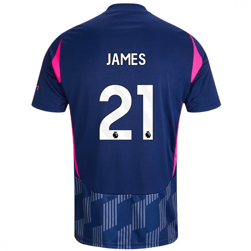 Hombre Fútbol Camiseta Hayley James #21 Azul Real Rosa 2ª Equipación 2024/25 Perú