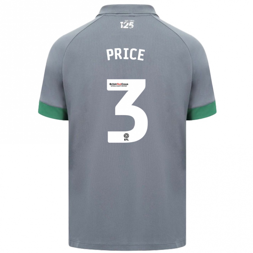 Hombre Fútbol Camiseta Ffion Price #3 Gris Oscuro 2ª Equipación 2024/25 Perú