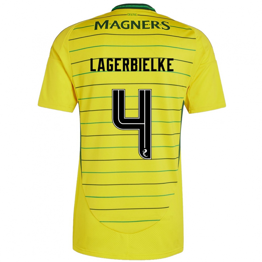 Hombre Fútbol Camiseta Gustaf Lagerbielke #4 Amarillo 2ª Equipación 2024/25 Perú