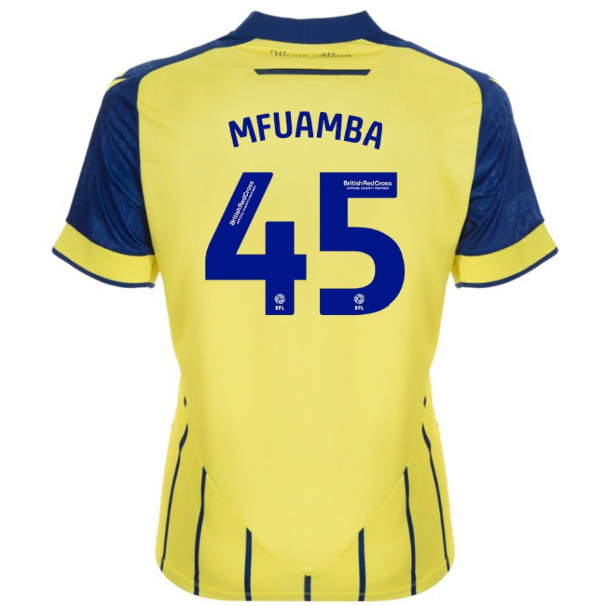 Hombre Fútbol Camiseta Kevin Mfuamba #45 Amarillo Azul 2ª Equipación 2024/25 Perú