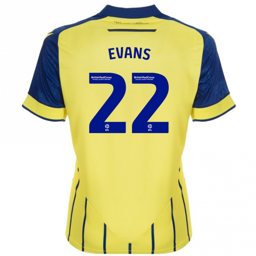 Hombre Fútbol Camiseta Kate Evans #22 Amarillo Azul 2ª Equipación 2024/25 Perú