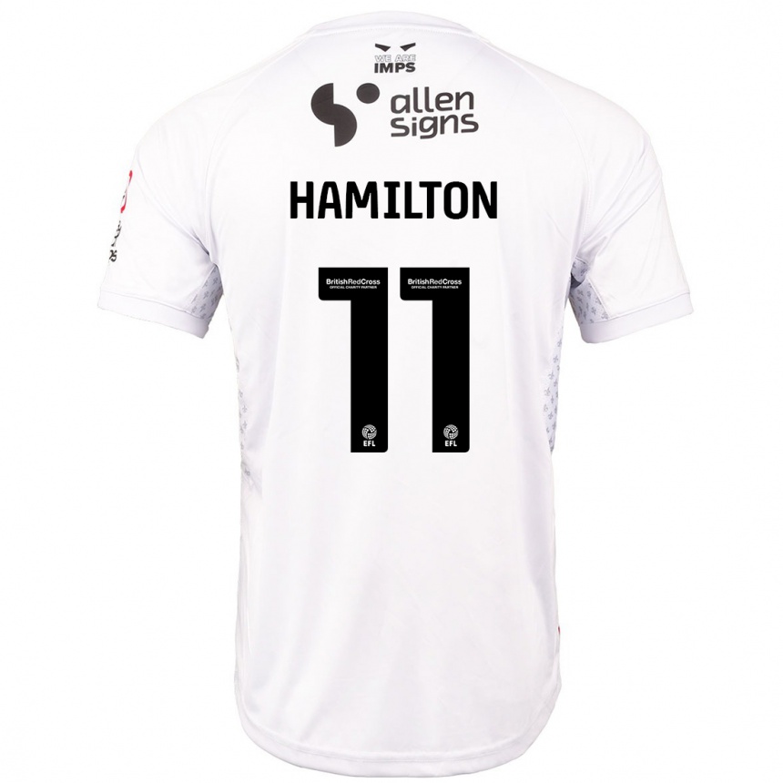 Hombre Fútbol Camiseta Ethan Hamilton #11 Rojo Blanco 2ª Equipación 2024/25 Perú