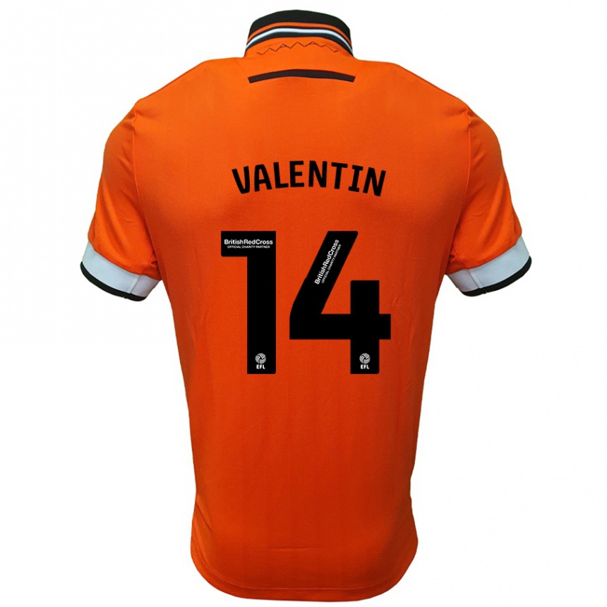 Hombre Fútbol Camiseta Pol Valentín #14 Naranja Blanco 2ª Equipación 2024/25 Perú