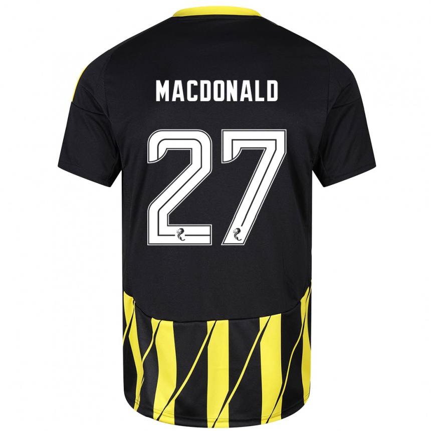 Hombre Fútbol Camiseta Angus Macdonald #27 Negro Amarillo 2ª Equipación 2024/25 Perú