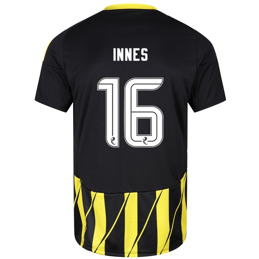 Hombre Fútbol Camiseta Hannah Innes #16 Negro Amarillo 2ª Equipación 2024/25 Perú