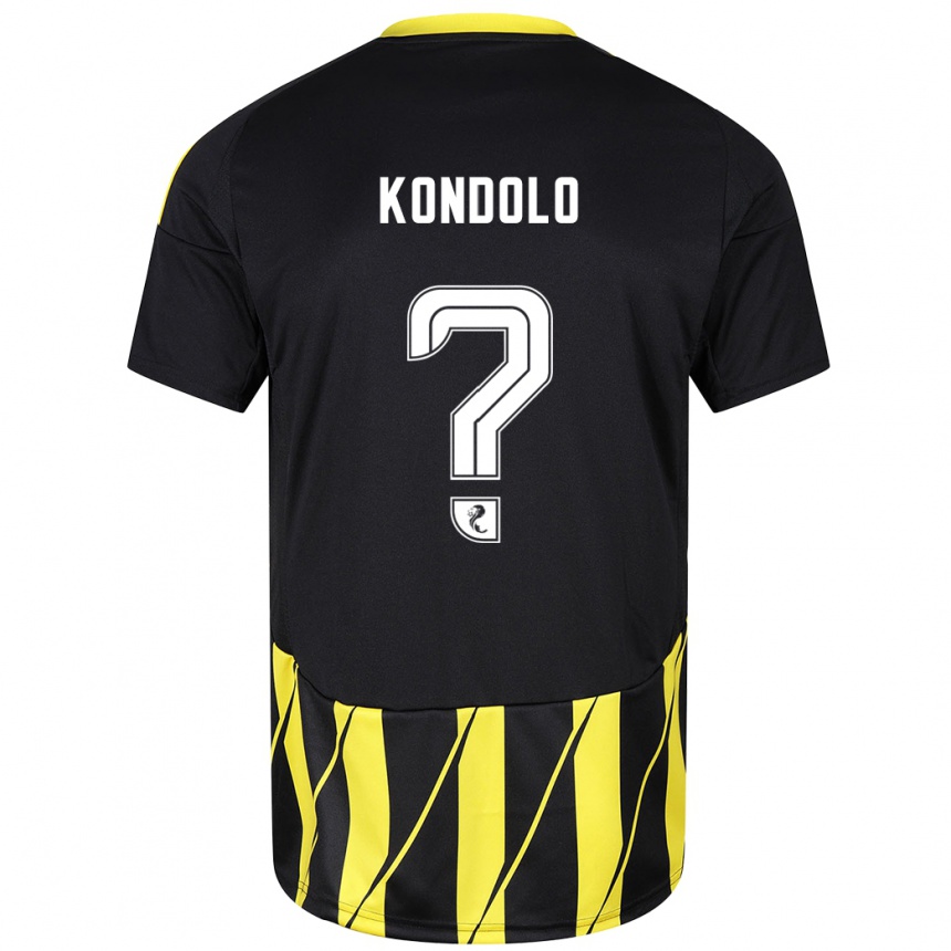 Hombre Fútbol Camiseta Christovie Kondolo #0 Negro Amarillo 2ª Equipación 2024/25 Perú