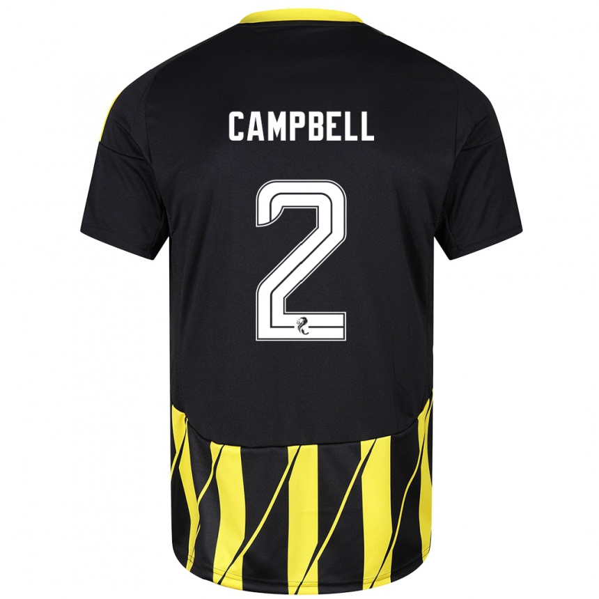 Hombre Fútbol Camiseta Loren Campbell #2 Negro Amarillo 2ª Equipación 2024/25 Perú