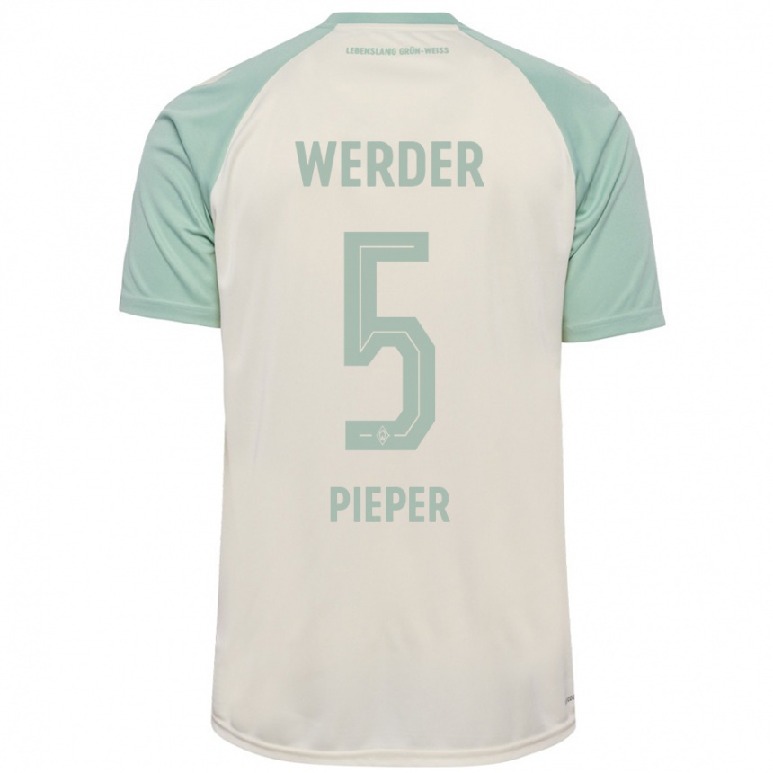 Hombre Fútbol Camiseta Amos Pieper #5 Blanquecino Verde Claro 2ª Equipación 2024/25 Perú