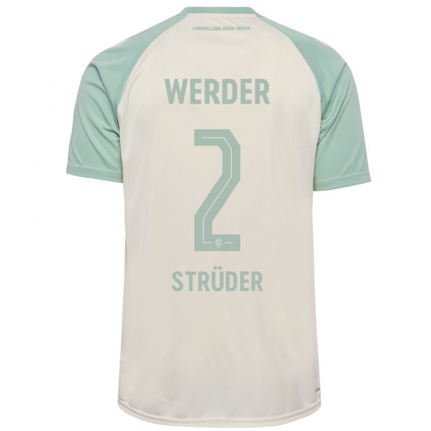 Hombre Fútbol Camiseta Mika Strüder #2 Blanquecino Verde Claro 2ª Equipación 2024/25 Perú