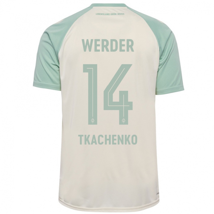 Hombre Fútbol Camiseta Oleksandr Tkachenko #14 Blanquecino Verde Claro 2ª Equipación 2024/25 Perú