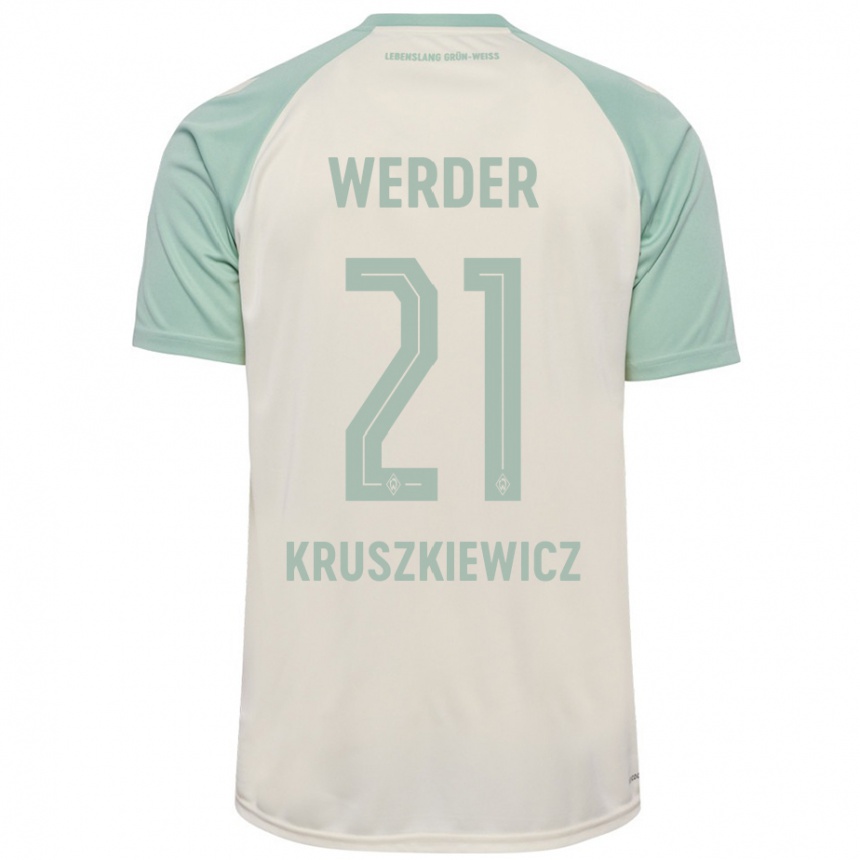 Hombre Fútbol Camiseta Jakub Kruszkiewicz #21 Blanquecino Verde Claro 2ª Equipación 2024/25 Perú