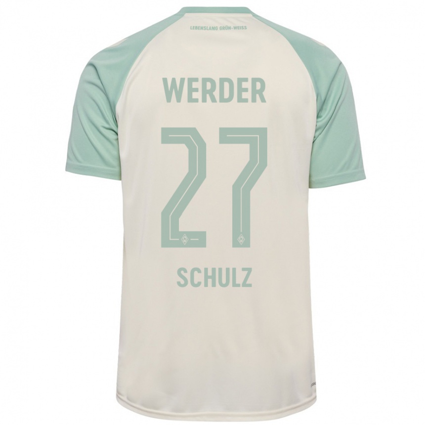 Hombre Fútbol Camiseta Ole Schulz #27 Blanquecino Verde Claro 2ª Equipación 2024/25 Perú