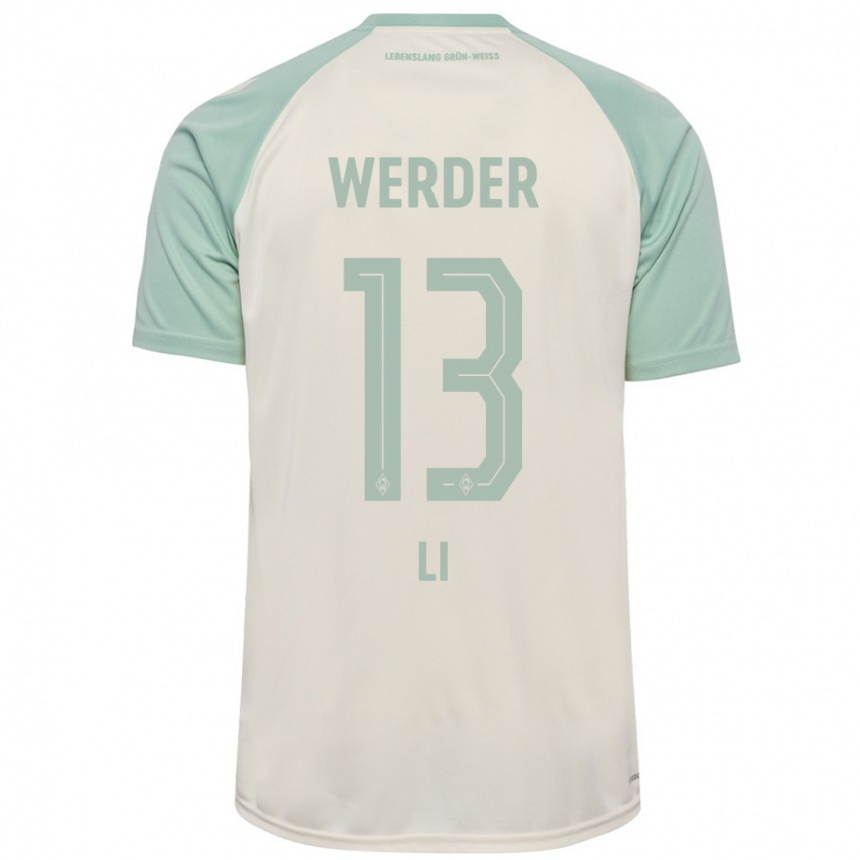 Hombre Fútbol Camiseta Xiancheng Li #13 Blanquecino Verde Claro 2ª Equipación 2024/25 Perú